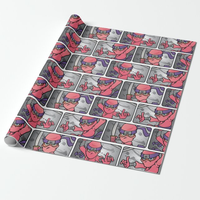 Pink Ninja individuell einstellbar Geschenkpapier (Ungerollt)