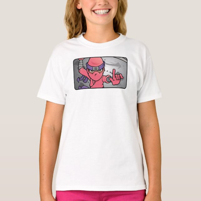 Pink Ninja individuell einstellbar T-Shirt (Vorderseite)