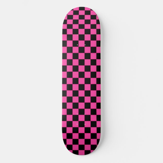 Pink Noir Checkerboard Skateboard Deck (Vorderseite)