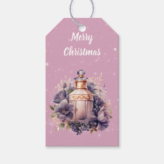 Pink Nostalgic und luxuriös Frohe Weihnachten Geschenkanhänger (Vorderseite)