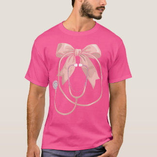 Pink Nurse Coquette Bow Stethoscope Pflege Medizin T-Shirt