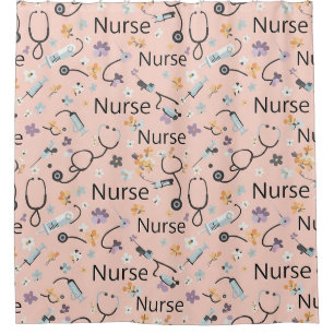Pink Nurse Life Nahtloses Muster (3) Duschvorhang