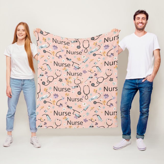 Pink Nurse Life Nahtloses Muster (3) Fleecedecke (Beispiel)