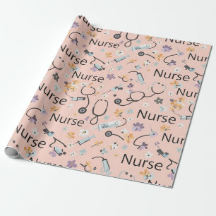 Pink Nurse Life Nahtloses Muster (3) Geschenkpapier