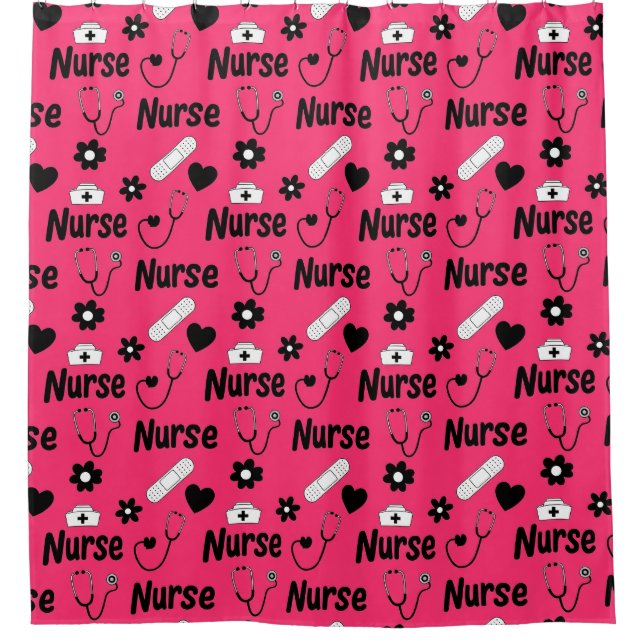 Pink Nurse Life Seamless Pattern (2) Duschvorhang (Vorderseite)