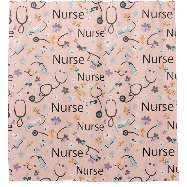 Pink Nurse Life Seamless Pattern (3) Duschvorhang (Vorderseite)