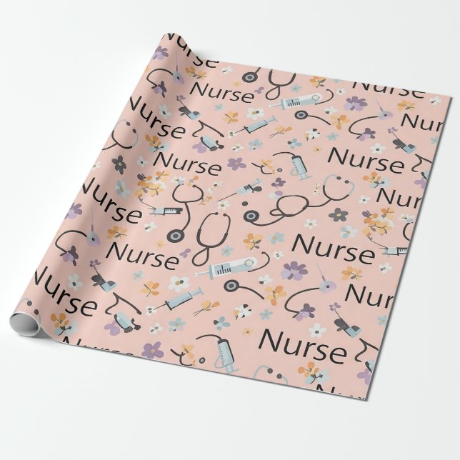 Pink Nurse Life Seamless Pattern (3) Geschenkpapier (Ungerollt)