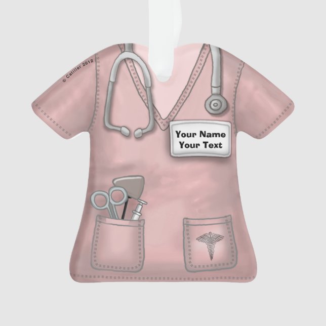 Pink Nurse Medical Skrupel Ornament (Vorderseite)