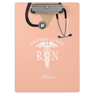Pink Nurse Scrub Top Stethoscope Personalisiert Klemmbrett
