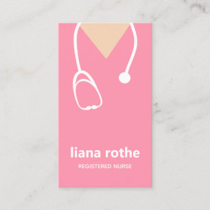 Pink Nurse Scrubs und Stethoscope Business Card Visitenkarte