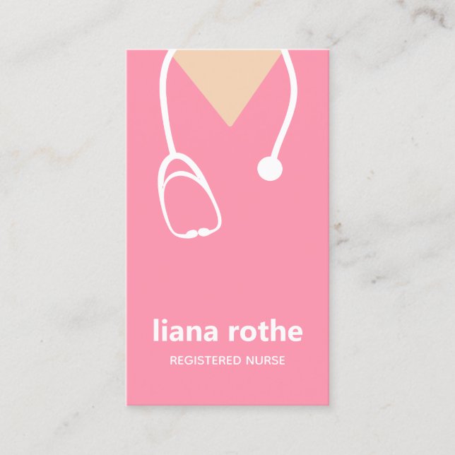 Pink Nurse Scrubs und Stethoscope Business Card Visitenkarte (Vorderseite)