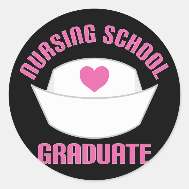 Pink Nursing School Graduate Gift Runder Aufkleber (Vorderseite)