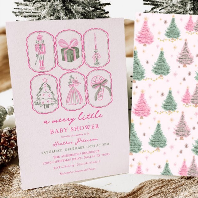 Pink Nutcracker A Merry Little Baby Shower Einladung (Von Creator hochgeladen)