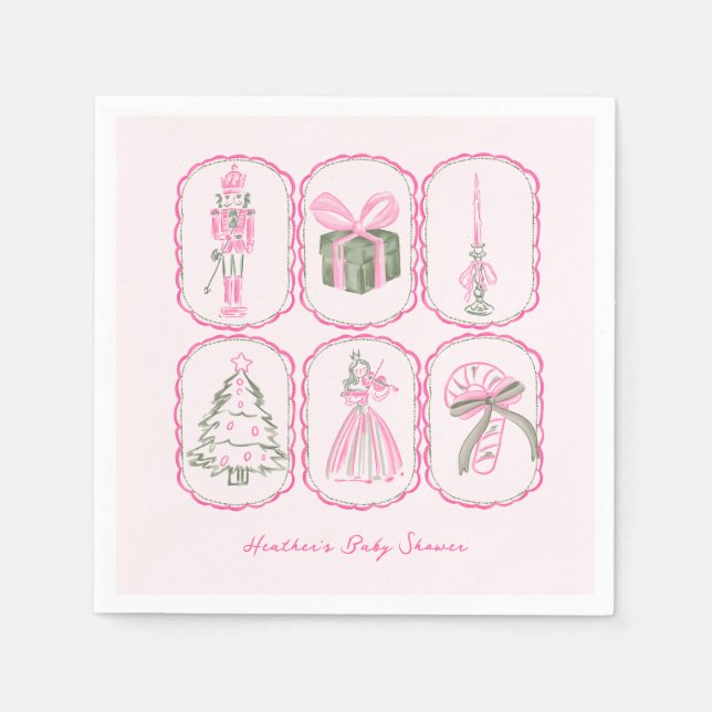 Pink Nutcracker A Merry Little Baby Shower Serviette (Vorderseite)