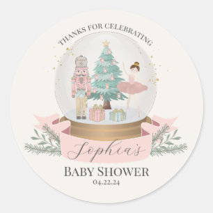 Pink Nutcracker Baby Shower Favoriten Runder Aufkleber