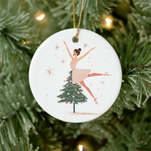 Pink Nutcracker Ballerina Keramik Ornament (Baum)