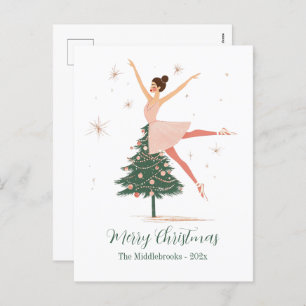 Pink Nutcracker Ballerina Postcard Feiertagspostkarte