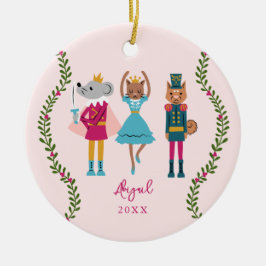 Pink Nutcracker Ballet Animal Girls Keramik Ornament