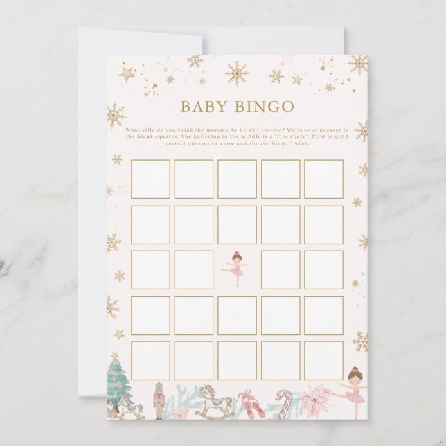 Pink Nutcracker Ballet Baby Bingo Game  (Vorderseite)