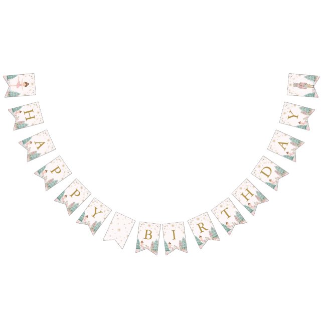 Pink Nutcracker Ballet Birthday Bunting Flags Wimpelkette (Alle)