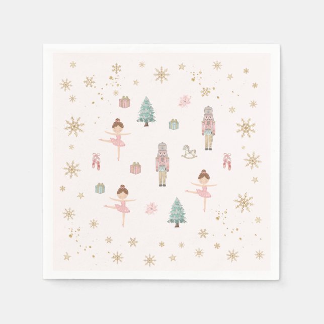 Pink Nutcracker Ballet Birthday Paper Napkins Serviette (Vorderseite)