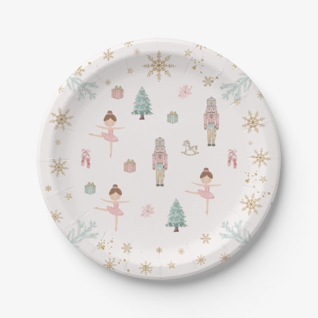Pink Nutcracker Ballet Birthday Paper Plates Pappteller (Vorderseite)