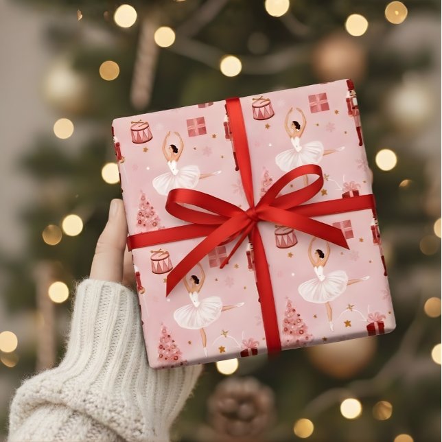 Pink Nutcracker Ballet Christmas Gift Wrap Geschenkpapier (Von Creator hochgeladen)