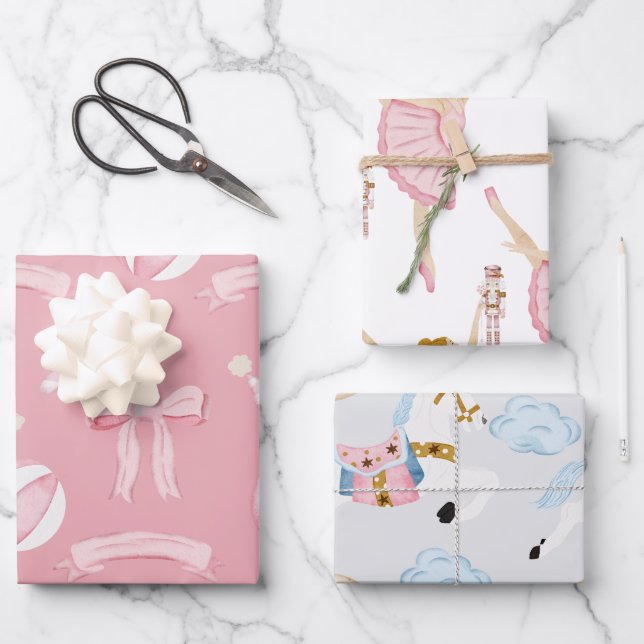 Pink Nutcracker Ballet Geschenkpapier Set (Vorderseite)