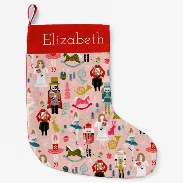 Pink Nutcracker Ballet niedliche Mädchen Kleiner Weihnachtsstrumpf (Vorderseite)