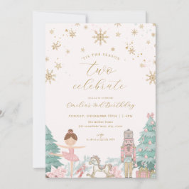 Pink Nutcracker Ballet Second Birthday Invitation Einladung