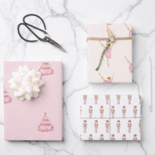 Pink Nutcracker Ballet Weihnachten Geschenkpapier Set
