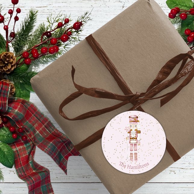 Pink Nutcracker Ballet Weihnachtskleber Etiketten (Von Creator hochgeladen)