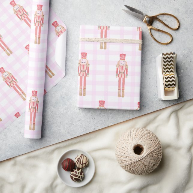 Pink Nutcracker Ballet Weihnachtswackelpapier Geschenkpapier (Kunsthandwerk)