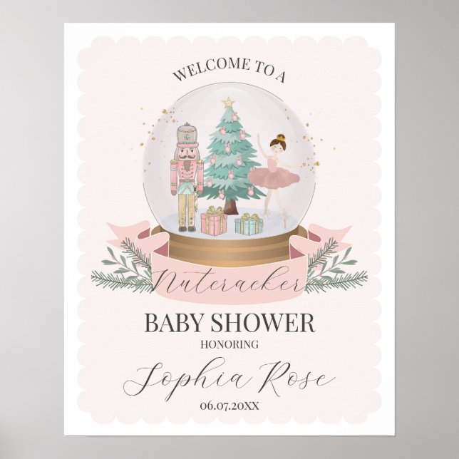 Pink Nutcracker Ballet Winter Baby Dusche Empfang Poster (Vorne)