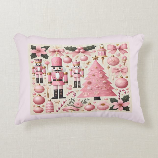 Pink Nutcracker Christmas Tree  Dekokissen (Vorderseite)