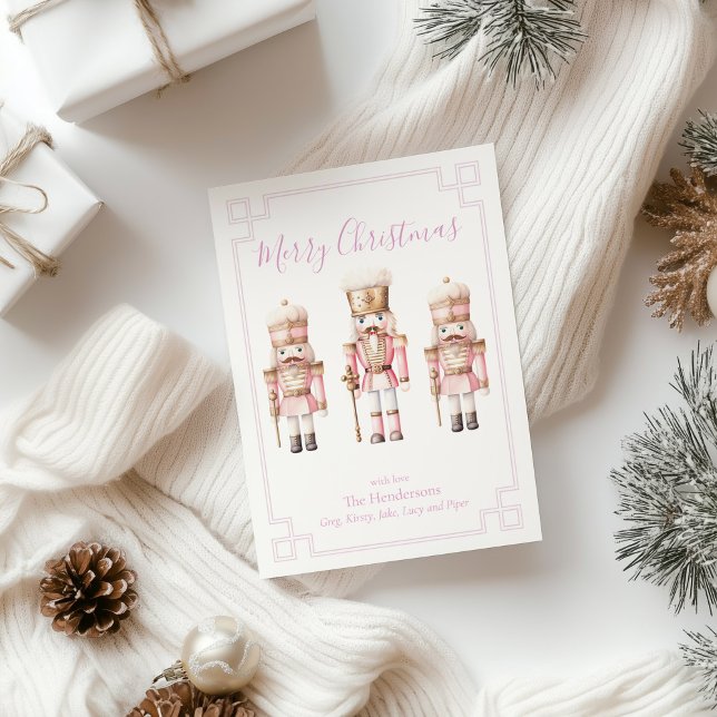 Pink Nutcracker Feiertagskarte (pink nutcracker christmas holiday card)
