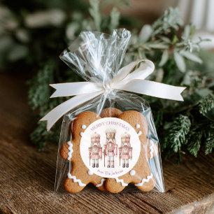Pink Nutcracker Frohe Weihnachten Runder Aufkleber