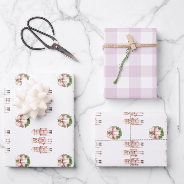 Pink Nutcracker Geschenkpapier Set (Vorderseite)