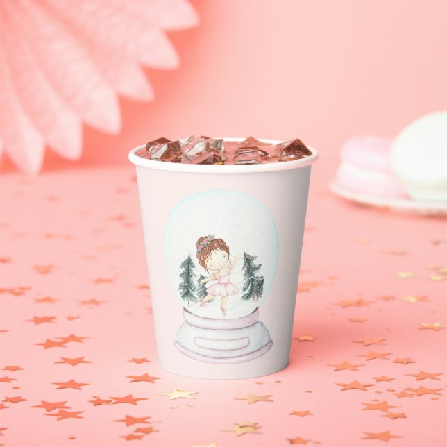 Pink Nutcracker Snow Globe Pappbecher (Insitu)