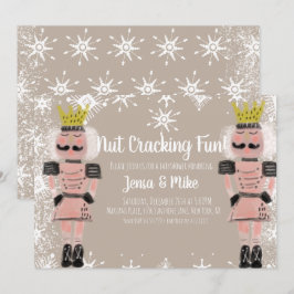 Pink Nutcracker Snowy Script Baby Dusche Einladung