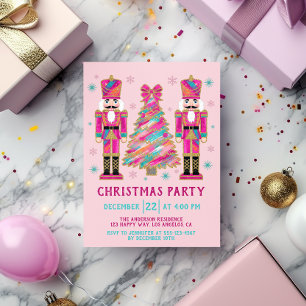 Pink Nutcracker Weihnachts-Party Glitzer Holiday Einladung