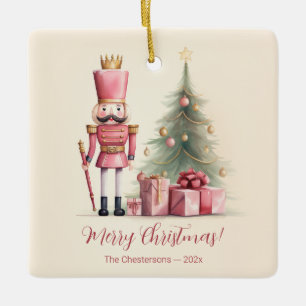 Pink Nutcracker Weihnachtsfeier Keramikornament