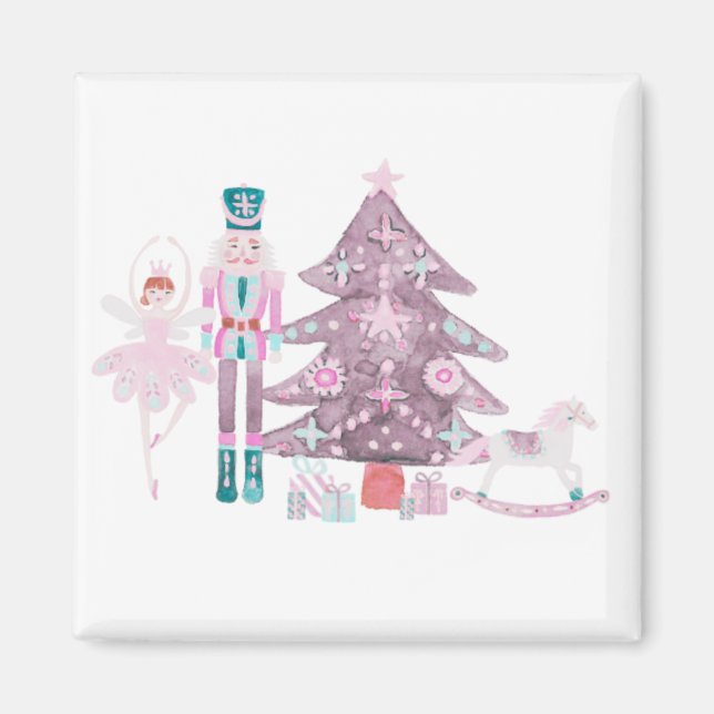 Pink Nutcracker Weihnachtsfeiertag Classic Magnet (Vorne)