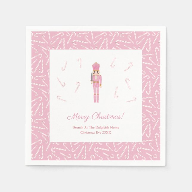 Pink Nutcracker Weihnachtsfeiertage Brunch Party Serviette (Vorderseite)