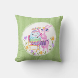 Pink Oaster Bunny Rabbit und Ei | Kissen