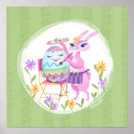 Pink Oaster Bunny Rabbit und Ei | Poster