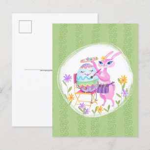 Pink Oaster Bunny Rabbit und Ei Postkarte