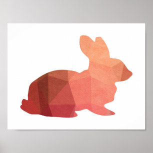 Pink Oaster Bunny Silhouette Poster