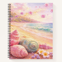 Pink Ocean Beach Shells Flowers Fantasy Landscape