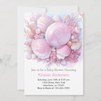 Pink Ocean Blissful by Beach Baby Shower Einladung